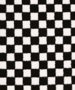 Black   White Check Printed Teddy Fur Sherpa Fleece Fabric