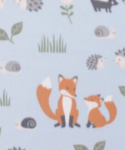 Woodland Animals On Blue Blizzard Fleece Fabric