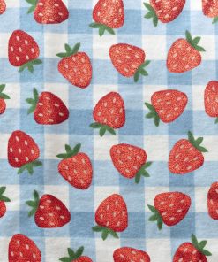 Red Strawberries on Checkered Super Snuggle Flannel Fabric