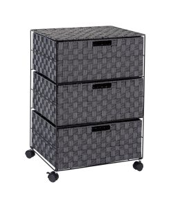 Honey Can Do 19.5 Black Woven 3 Drawer Rolling Office Organizer