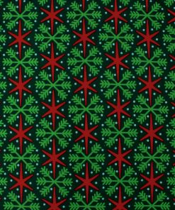 Green Snowflakes on Red Super Snuggle Christmas Flannel Fabric