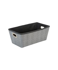 Simplify 13 x 7 Gray Herringbone Grommet Shelf Tote