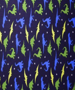 Dinosaur Silhouettes on Dark Blue Cotton Fabric by Quilter s Showcase