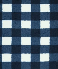 Navy Gingham Sherpa Fleece Fabric