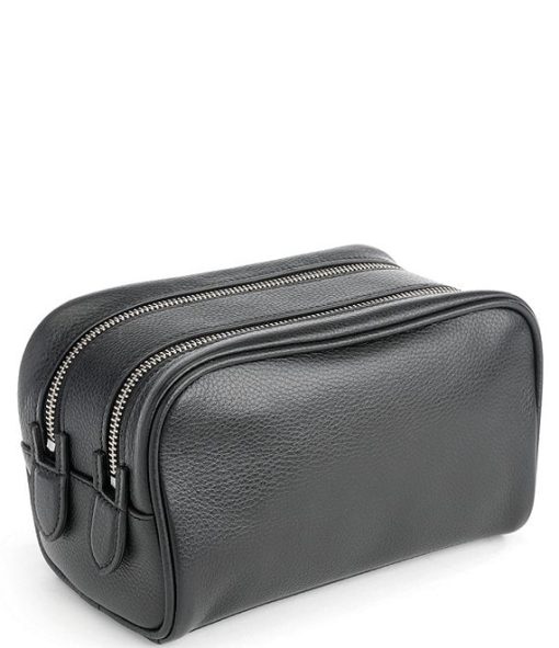 Leather Double Zip Toiletry Bag - Image 2
