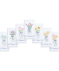 Jack Dempsey 17 x 28 Mason Jar Bouquets Stamped Hand Towels 7ct