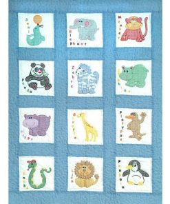 Jack Dempsey Needle Art 9 Zoo Animals Stamped Nursery Quilt Blocks 12ct