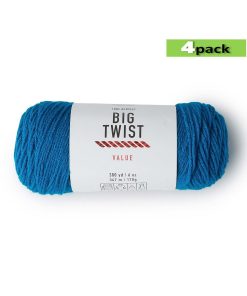 4pk Solid Sapphire Medium Weight Acrylic 380yd Value Yarn by Big Twist