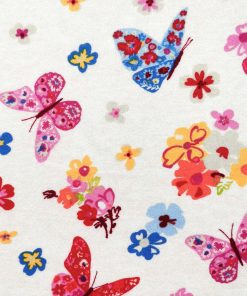 Bold Butterfly on White Luxe Flannel Fabric