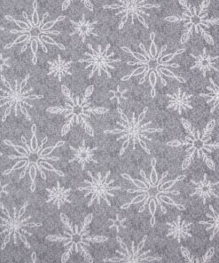 Snowflakes on Gray Anti Pill Fleece Fabric