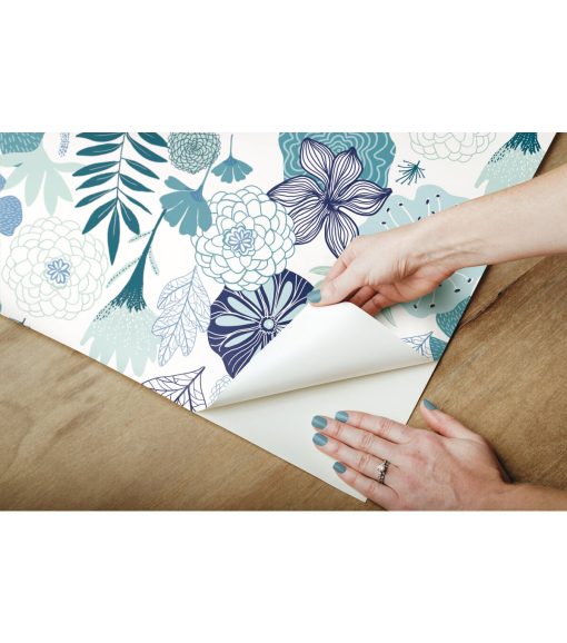 RoomMates Wallpaper Blue Perennial Blooms - Image 5