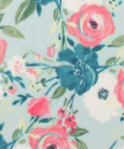 Spring Floral on Blue Anti Pill Fleece Fabric