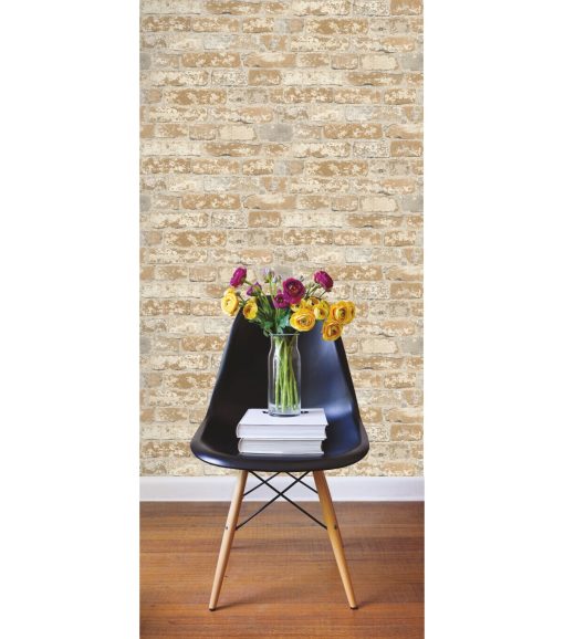 RoomMates Wallpaper Stuccoed Brown Brick - Image 4