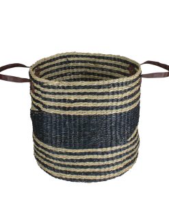 Northlight 15 Beige   Black Woven Seagrass Basket With Handles