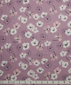 Pansies on Light Mauve Quilt Cotton Fabric by Keepsake Calico
