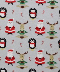 Santa Yoga on Gray Super Snuggle Christmas Flannel Fabric