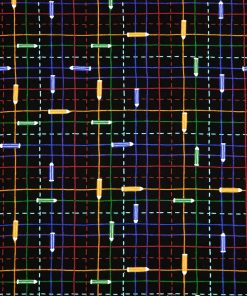 Pencil Grid On Black Super Snuggle Flannel Fabric by POP!