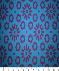 Purple Floral on Blue Quilt Cotton Fabric by Quilter s Showcase
