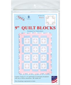 Jack Dempsey Needle Art 9 Hearts Stamped White Quilt Blocks 12pk