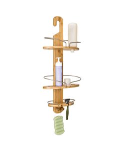Honey Can Do 11.5 Natural   Chrome 3 Tier Bamboo Shower Caddy 10lbs - 1