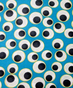 Eye See You Googly Eyes on Teal Super Snuggle Flannel Fabric