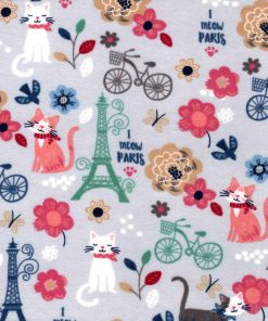 I Meow Paris Allover Super Snuggle Flannel Fabric