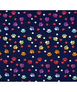 Ombre Paws Hearts Navy Super Snuggle Flannel Fabric