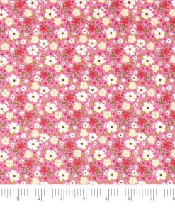 Singer White   Pink Flowers Quilt Cotton Fabric