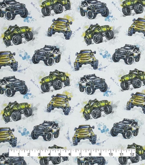 Monster Trucks Super Snuggle Flannel Fabric - Image 2
