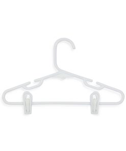 Honey Can Do 12 x 7 White Kids Clothes Hangers With Clips 18pk