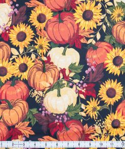 Bountiful Harvest Fall Print Metallic Cotton Fabric