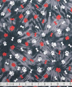 Super Snuggle Paw Print Tie Dye Black Flannel Fabric