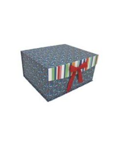 12 Dog Prints on Blue Flip Top Box With Bow by Place   Time