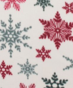 White   Red Snowflakes Blizzard Fleece Fabric