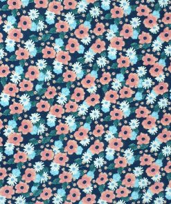 Floral On Navy Super Snuggle Flannel Fabric