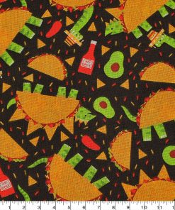 Novelty Cotton Fabric Taco Dinos