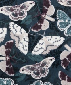 Moths on Blue Anti Pill Fleece Fabric