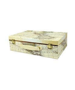 16 Antique Map Suitcase Box With Handle