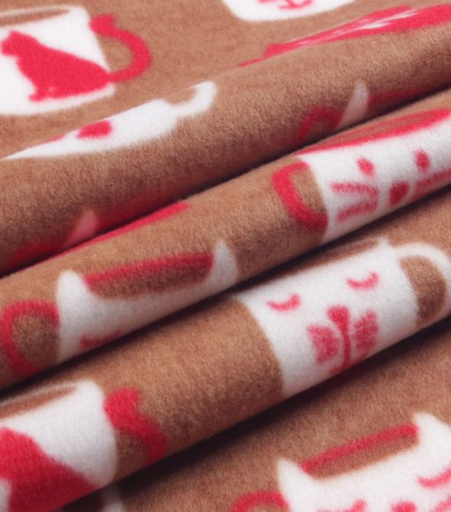 Brown Cat Mugs Blizzard Fleece Fabric - Image 3