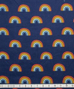 POP! Super Snuggle Rainbow On Blue Flannel Fabric