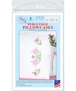 Jack Dempsey 30 x 20 XX Tulips Stamped Perle Edge Pillowcases 2pk