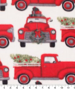 Dogs in Red Trucks Anti Pill Fleece Fabric
