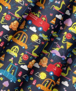 City Snakes on Navy Novelty Cotton Fabric