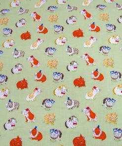 Cool Guinea Pigs Green Novelty Cotton Fabric