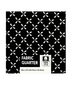 18 x 21 Pattern on Black Cotton Fabric Quarter 1pc by Keepsake Calico