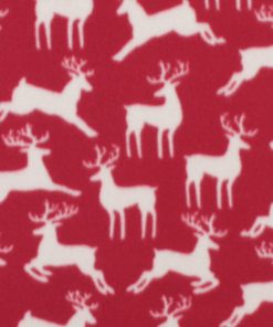 Deer on Red Blizzard Fleece Fabric