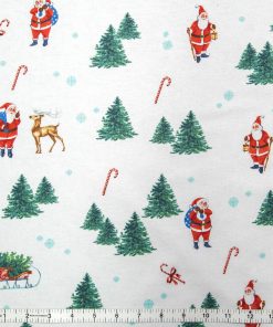Santa s   Trees Scenic on White Super Snuggle Christmas Flannel Fabric