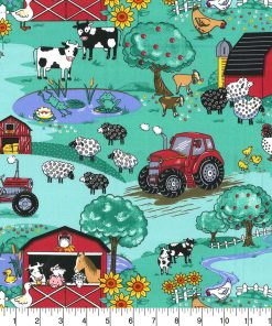 Fabric Traditions Novelty Cotton Fabric Country Farm Scene