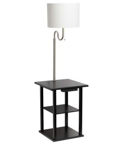 All The Rages 57 Modern 2 Tier Floor Lamp With USB Ports   Fabric Shade