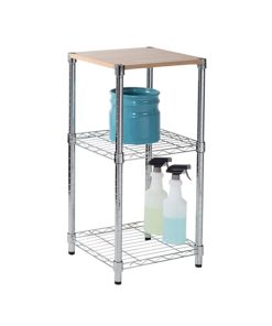 Honey Can Do 30 Chrome Wood 3 Tier Adjustable Shelving Unit